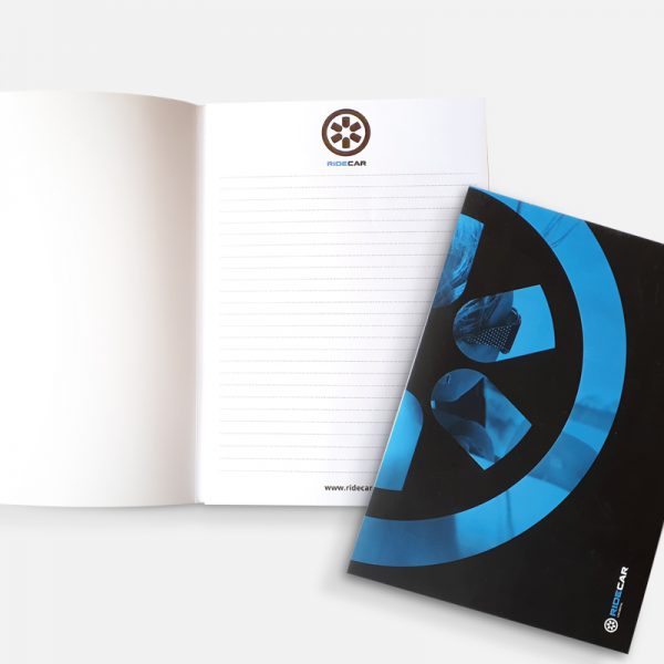 Ridecar, A5, 50 lista, tisak listova 2/0, tisak omota 4/0,  omatanje, otvaranje lijevo-desno