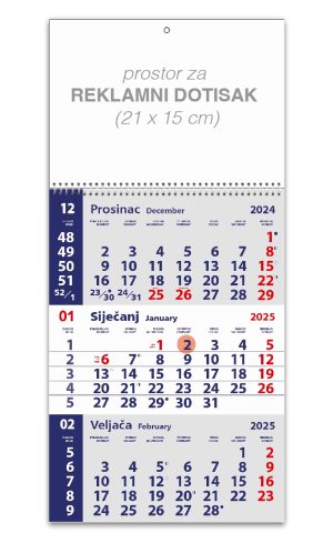 Trodjelni mali klamani kalendar
