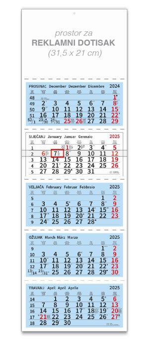 Peterodjelni plavi kalendar