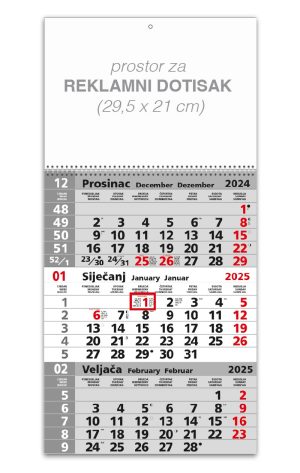 Trodjelni sivi kalendar spirala