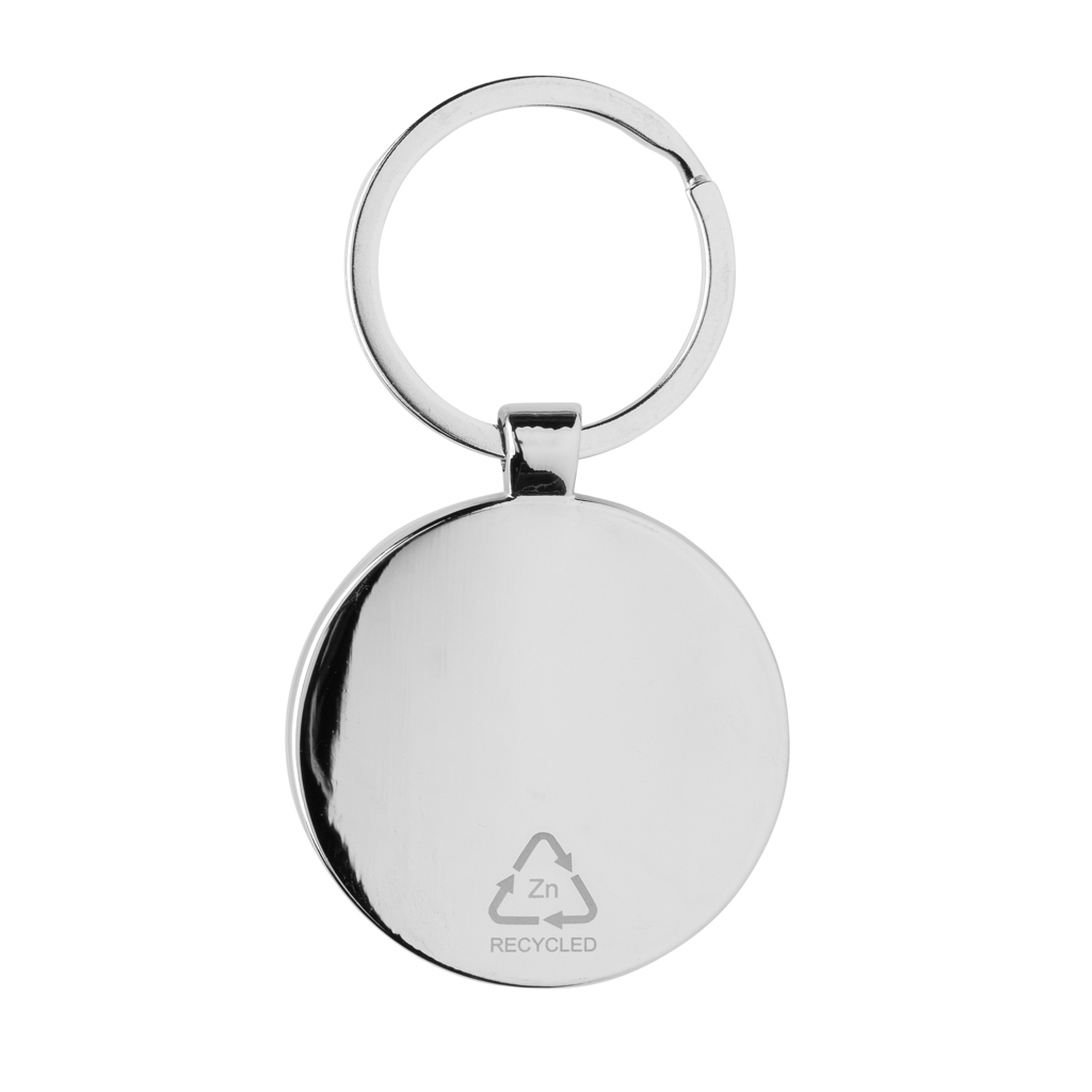 RCS recycled zinc alloy round keychain with bamboo - Slika 3