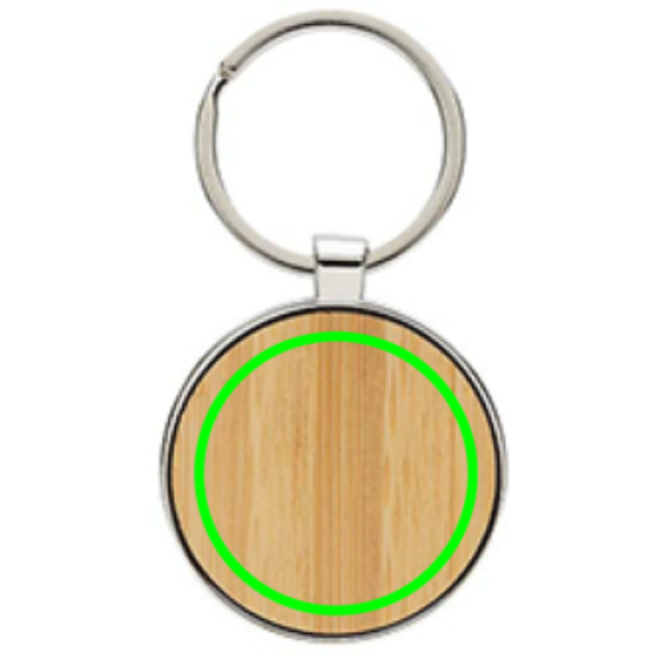 RCS recycled zinc alloy round keychain with bamboo - Slika 9