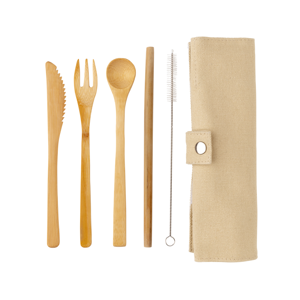 Reusable bamboo travel cutlery set - Slika 4