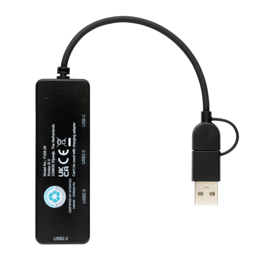 RCS recycled plastic USB hub with dual input - Slika 4