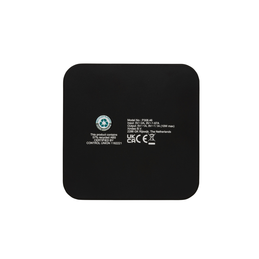 RCS recycled plastic 10W Wireless charger with USB Ports - Slika 5