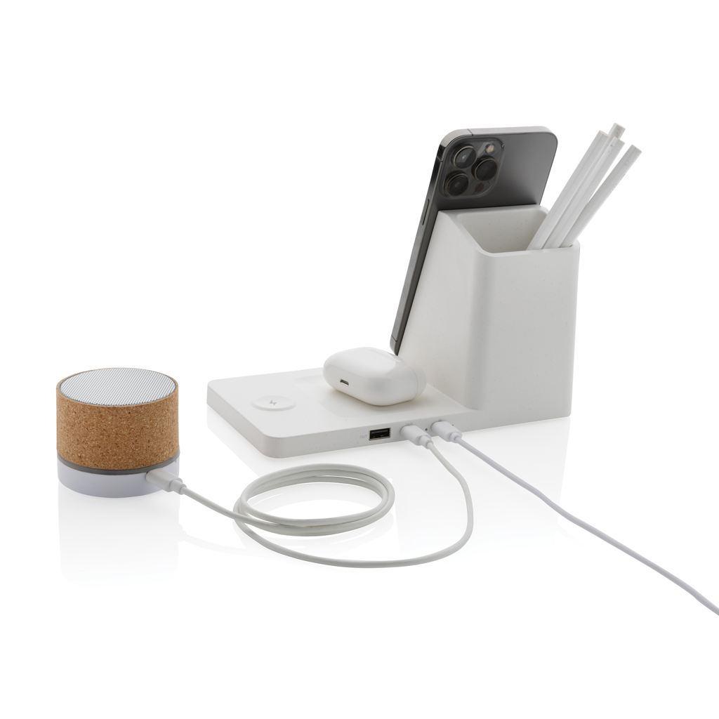 Ontario recycled plastic & bamboo 3-in-1 wireless charger - Slika 4