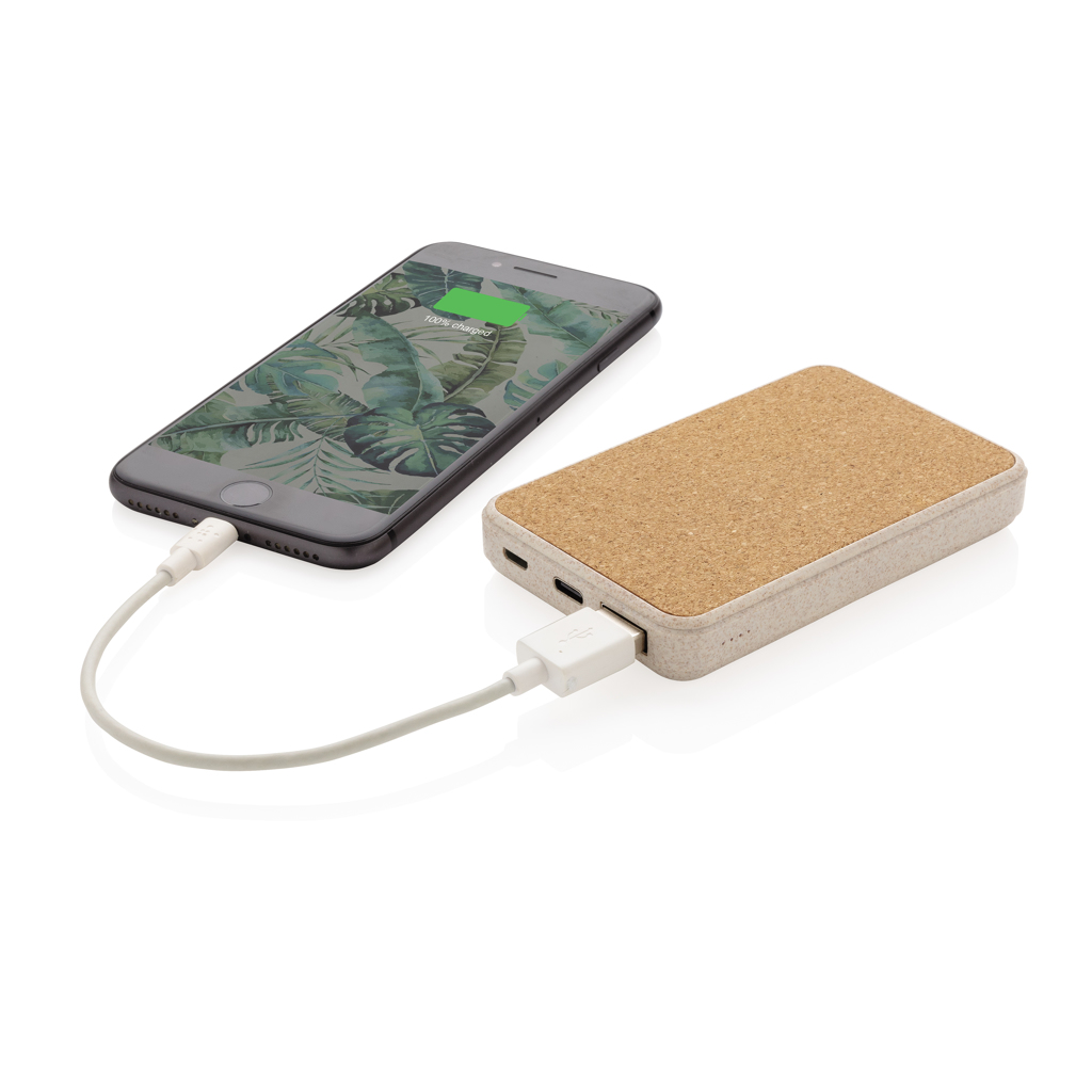 Cork and Wheat 5.000 mAh pocket powerbank, brown - Slika 4