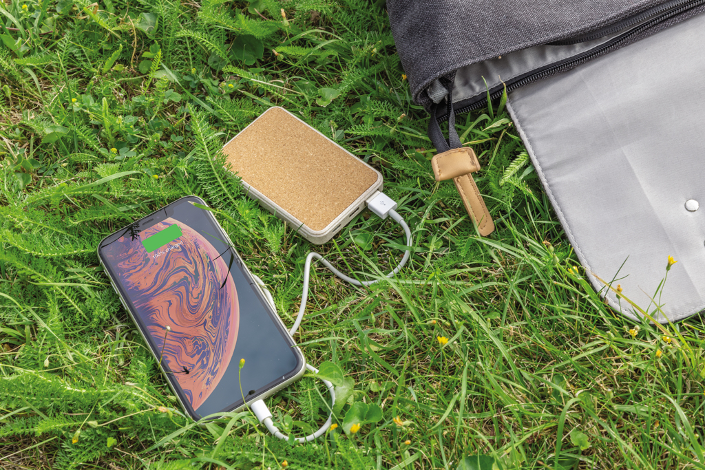 Cork and Wheat 5.000 mAh pocket powerbank, brown - Slika 9