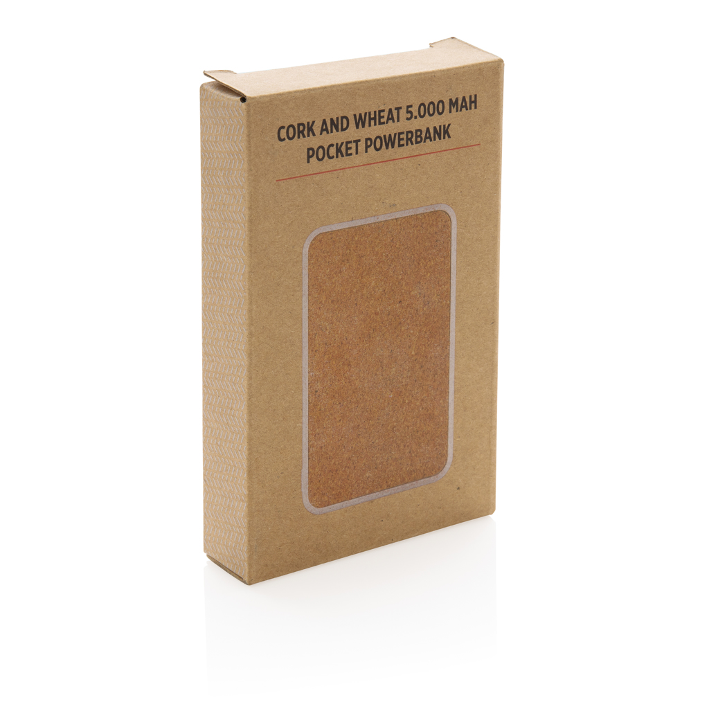 Cork and Wheat 5.000 mAh pocket powerbank, brown - Slika 11