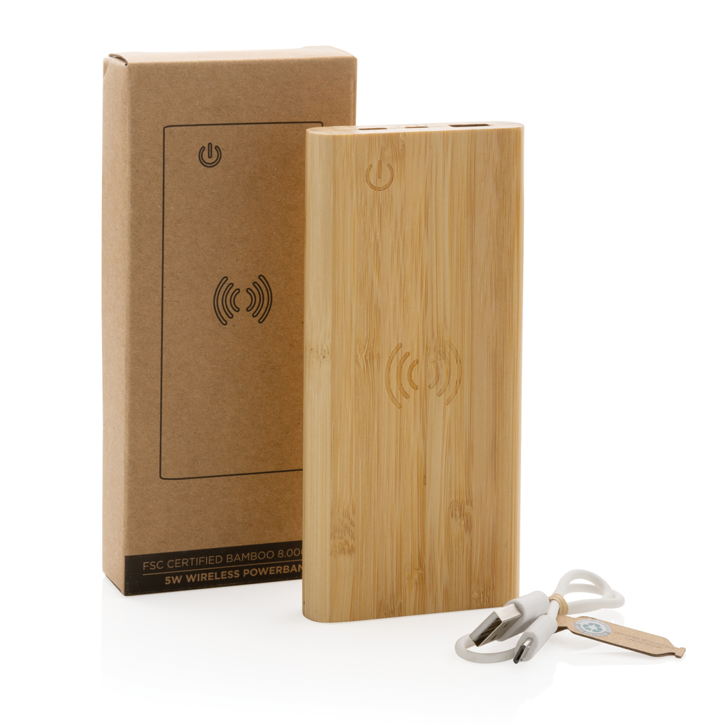 Bamboo 8.000 mAh 5W wireless powerbank - Slika 12
