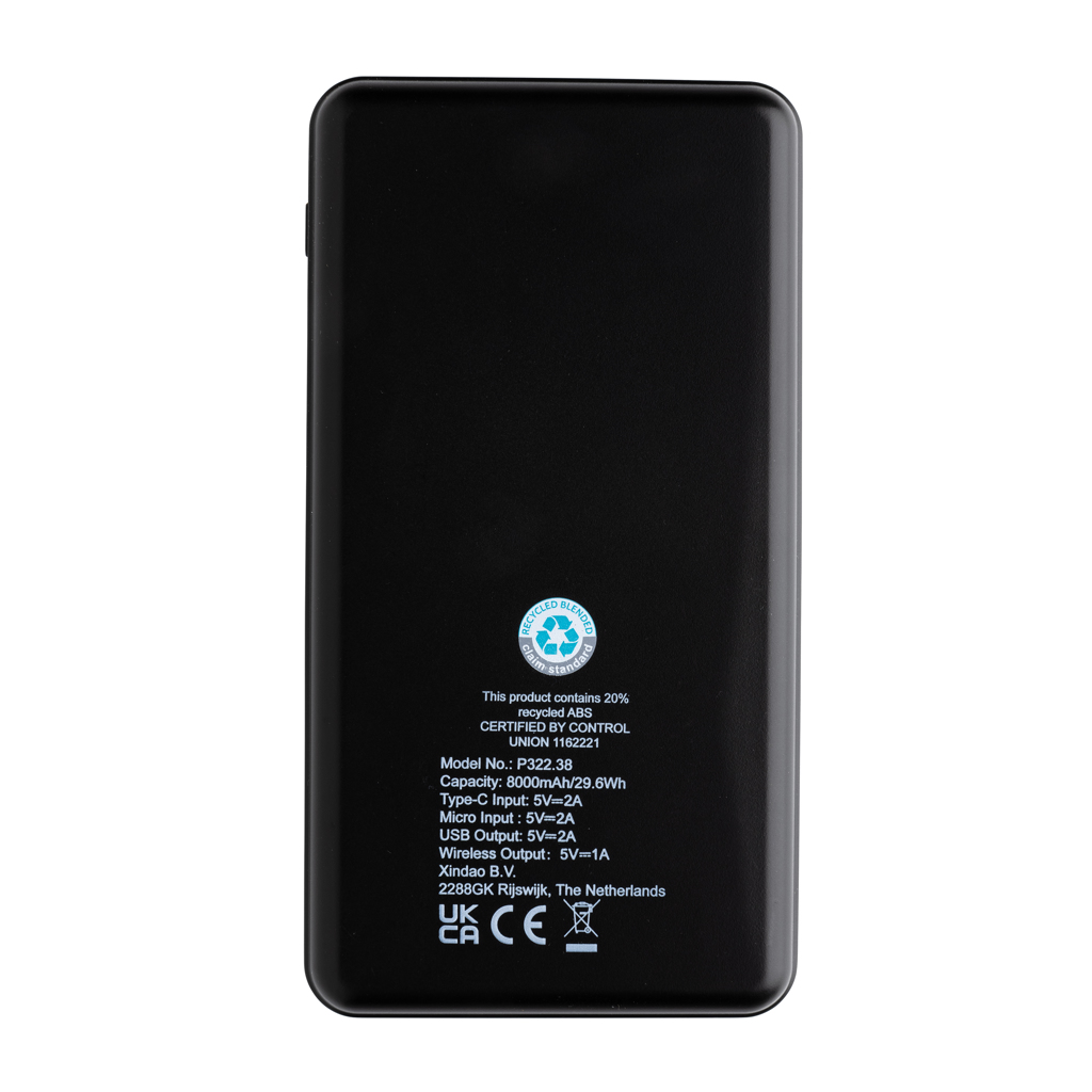 RCS recycled plastic 8000 mAh Wireless Powerbank - Slika 6