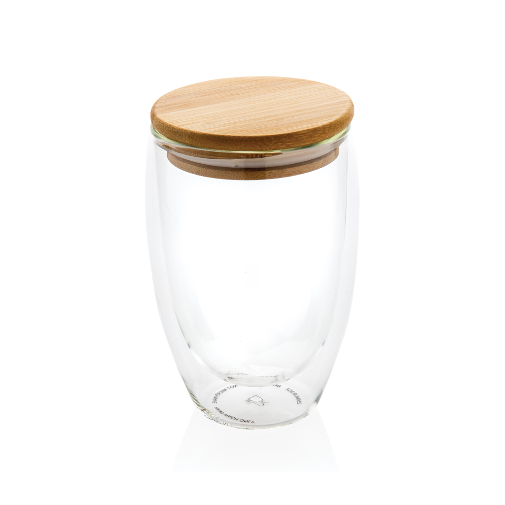 Double wall borosilicate glass with bamboo lid 350ml - Slika 2