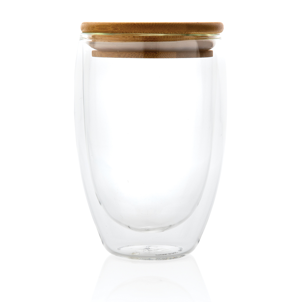 Double wall borosilicate glass with bamboo lid 350ml - Slika 3