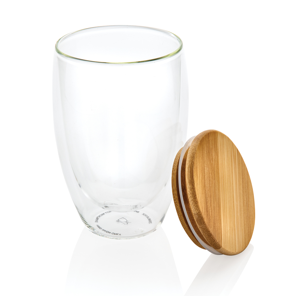 Double wall borosilicate glass with bamboo lid 350ml - Slika 4