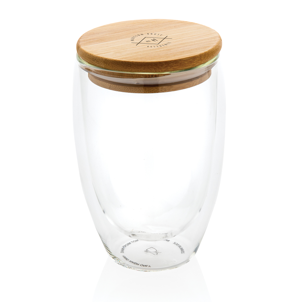 Double wall borosilicate glass with bamboo lid 350ml - Slika 7