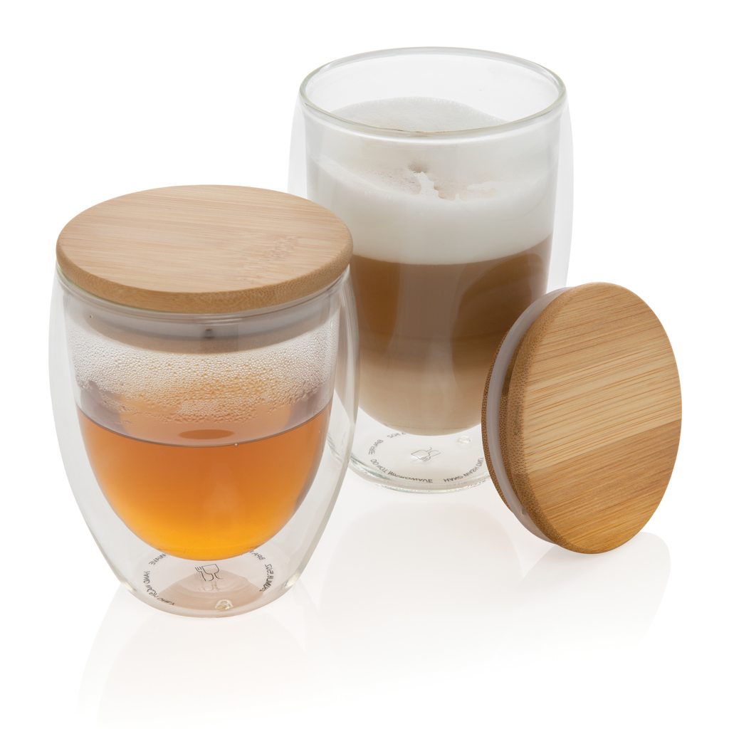 Double wall borosilicate glass with bamboo lid 350ml - Slika 8