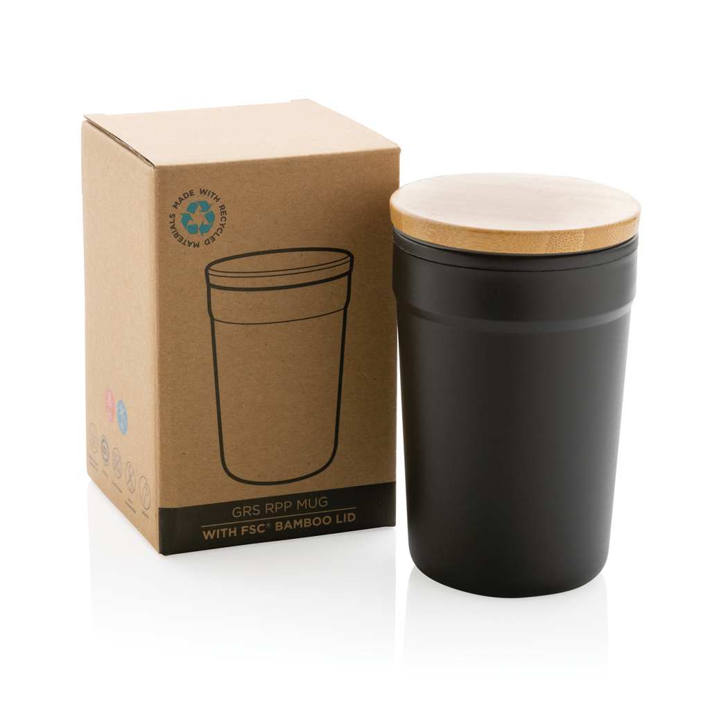 GRS certified recycled PP mug with bamboo lid - Slika 8