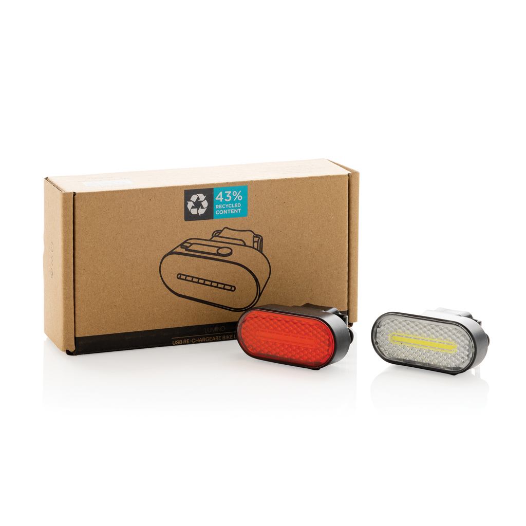 Lumino RCS recycled plastic USB re-chargeable bike light set - Slika 14