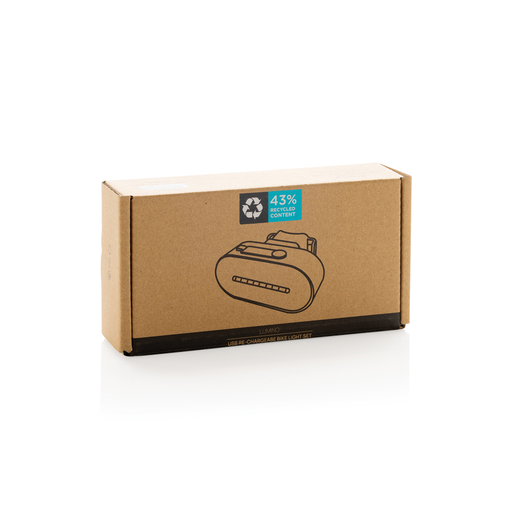 Lumino RCS recycled plastic USB re-chargeable bike light set - Slika 15