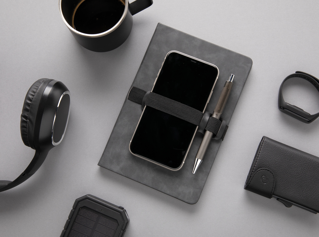 Deluxe hardcover PU notebook A5 with phone and pen holder - Slika 10