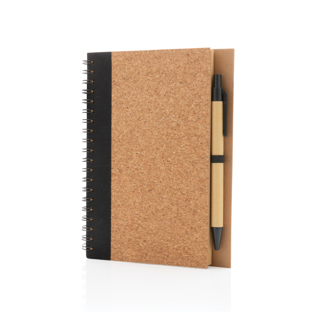 Cork spiral notebook with pen - Slika 2