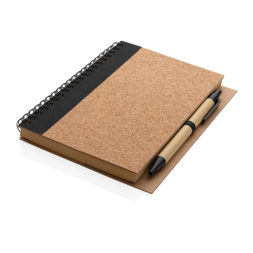 Cork spiral notebook with pen - Slika 3