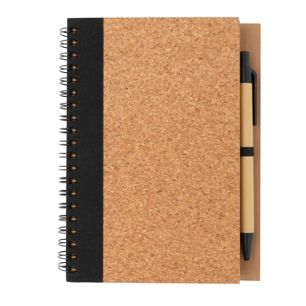 Cork spiral notebook with pen - Slika 4