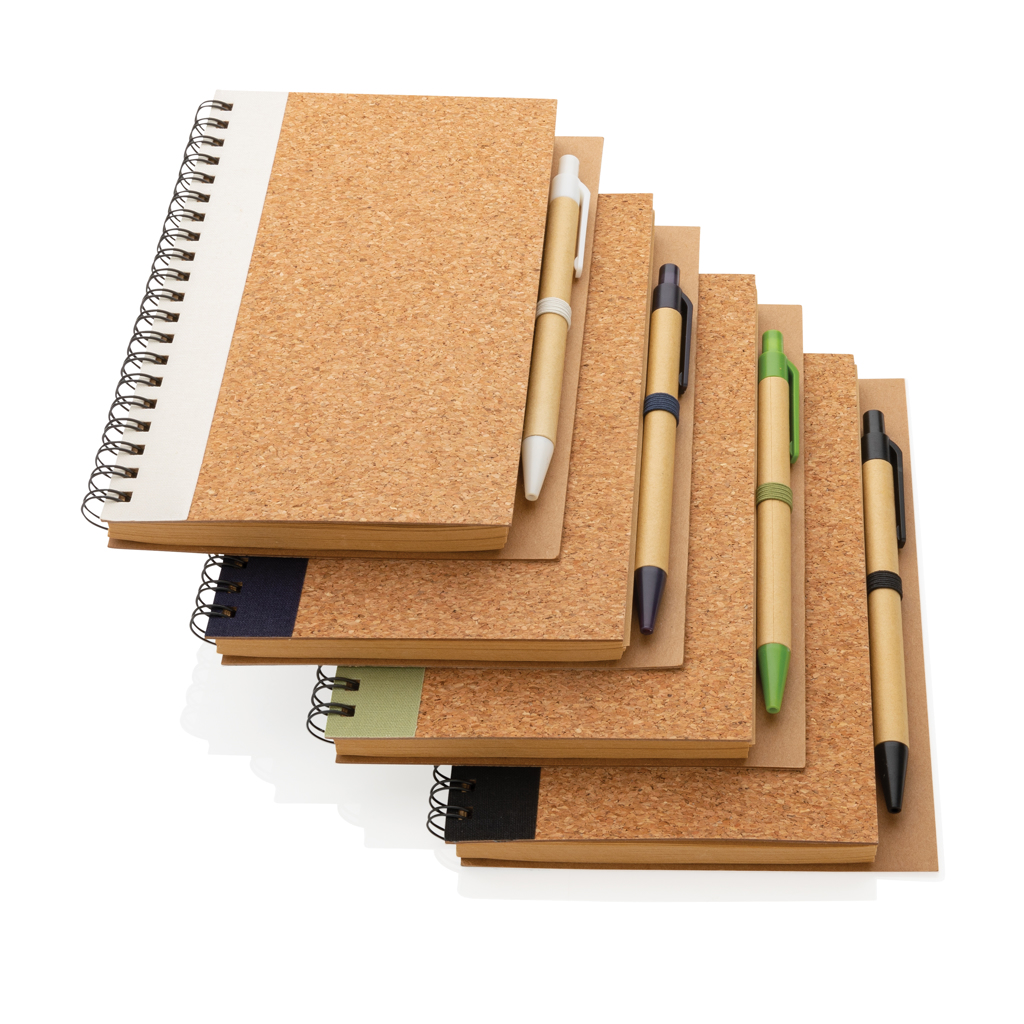 Cork spiral notebook with pen - Slika 8